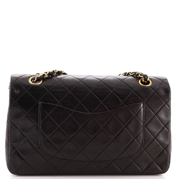 Chanel Vintage Classic Double Flap Bag Quilted Lambskin Medium Black - Picture 4 of 9